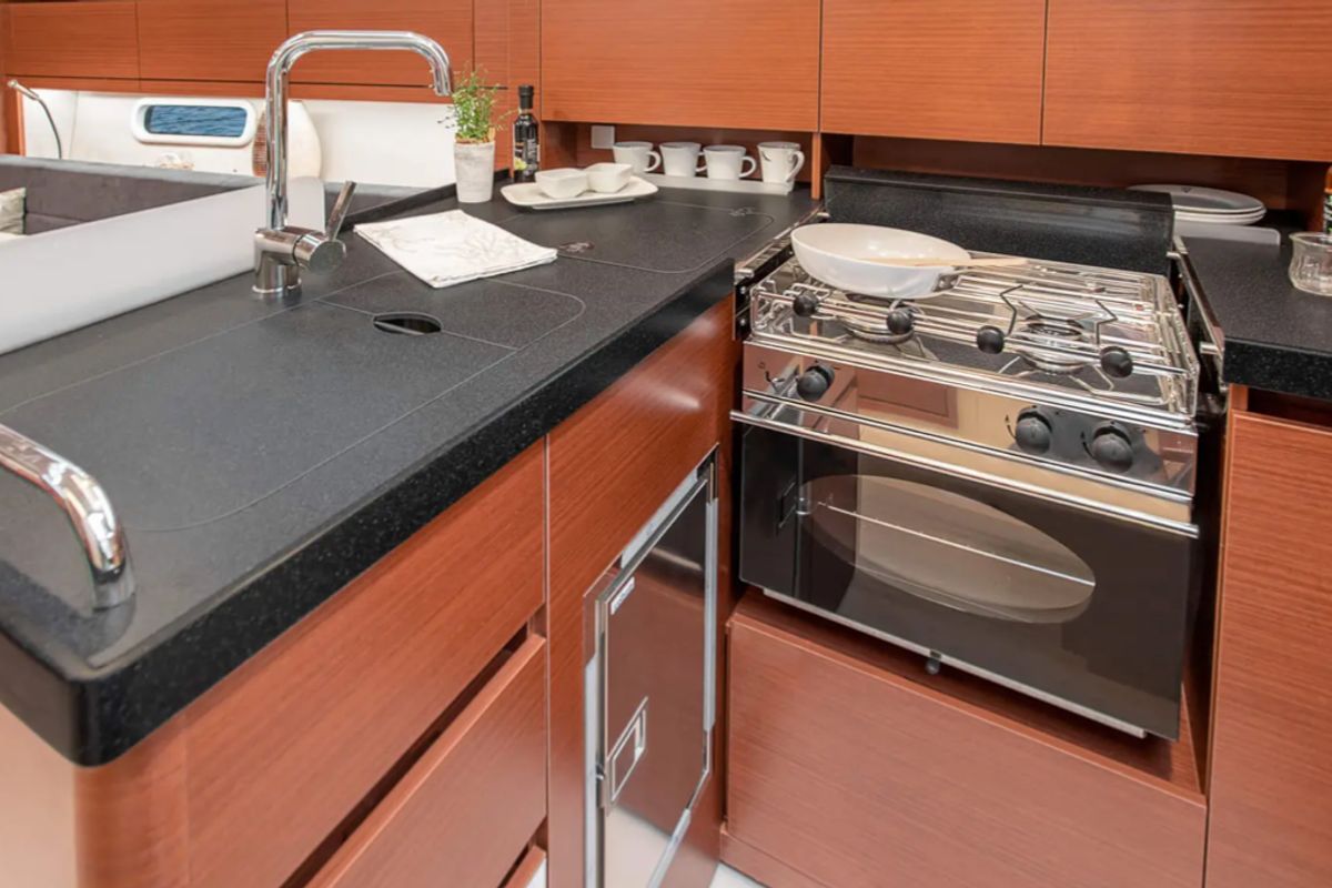 Galley of Bayolia, a Hanse Yachts Hanse 348 sailboat at Marseille, France