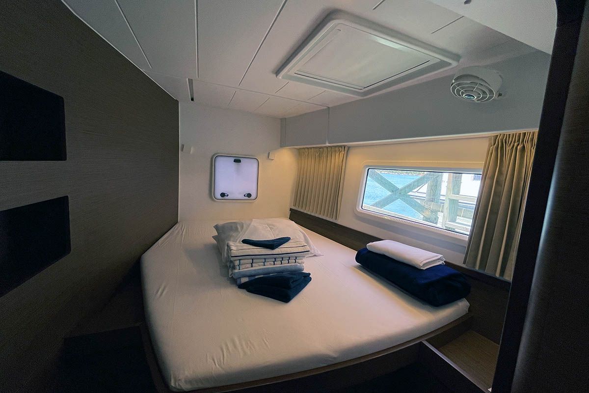 Cabin on Hathor, a Lagoon 42 catamaran at Athens, Greece