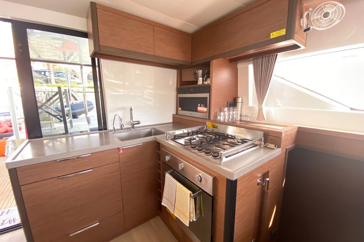 Galley of Coraline, a Lagoon 50 catamaran at Tonnarella, Italy