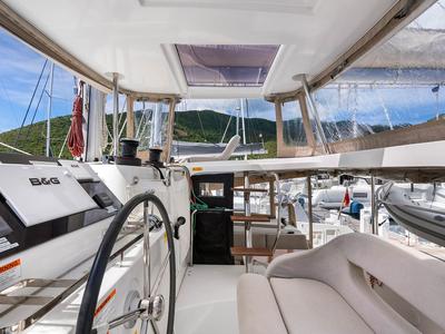 Cockpit of Casbah III, a Lagoon 42 OW catamaran at Road Town, British Virgin Islands