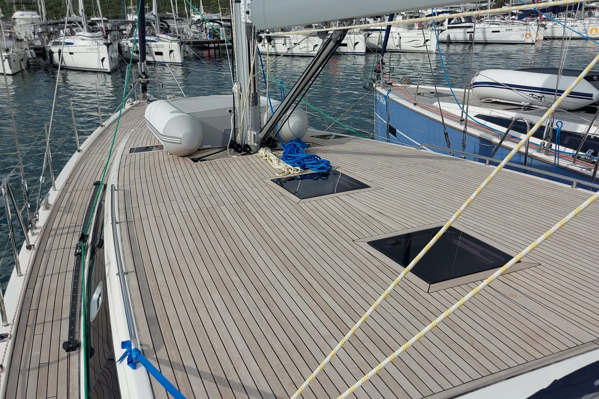 Deck of SarStef, a D&D Kufner 50 sailboat at Grad Trogir, Croatia