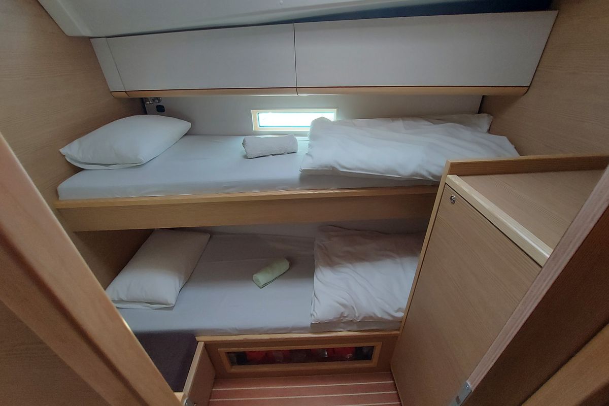Cabin on SarStef, a D&D Kufner 50 sailboat at Grad Trogir, Croatia