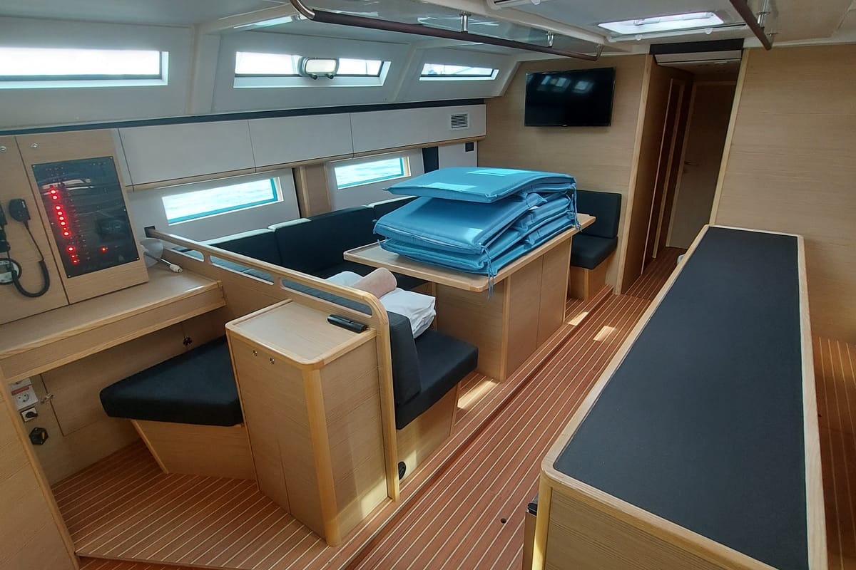 Salon of SarStef, a D&D Kufner 50 sailboat at Grad Trogir, Croatia