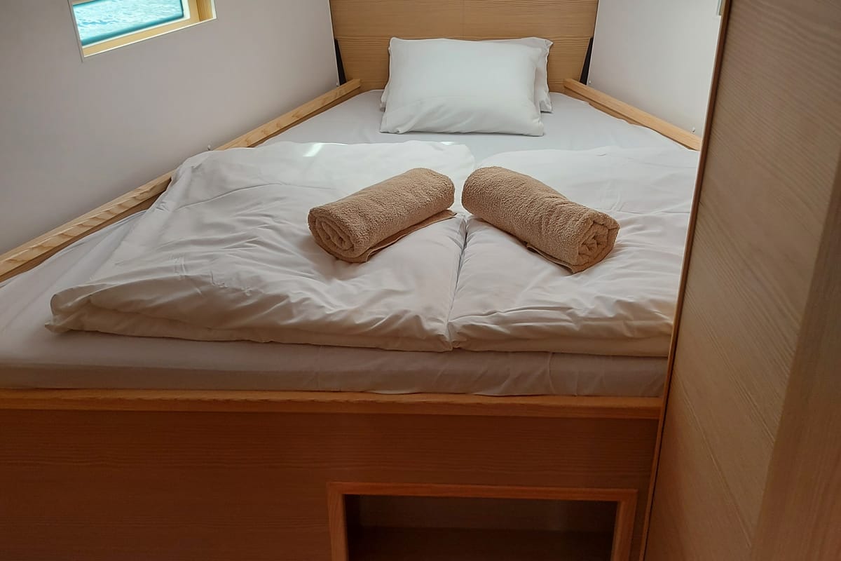 Cabin on SarStef, a D&D Kufner 50 sailboat at Grad Trogir, Croatia