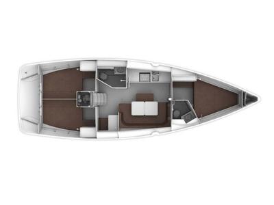 Floor plan of Miber Rhea, a Bavaria Cruiser 41 sailboat at Fethiye, Turkey