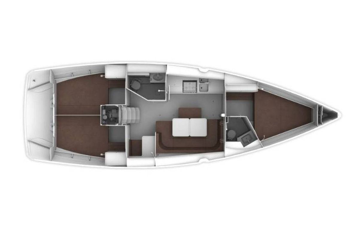 Floor plan of Miber Rhea, a Bavaria Cruiser 41 sailboat at Fethiye, Turkey