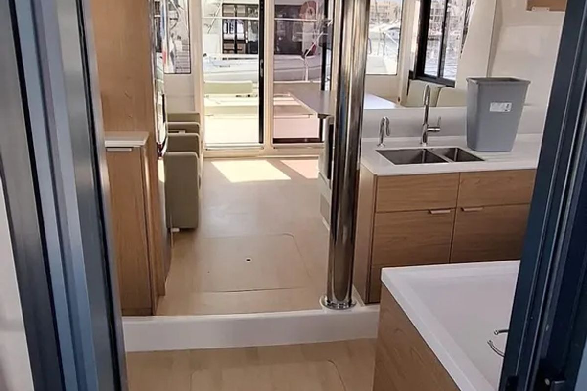 Galley of White Pearl, a Bali 4.2 catamaran at La Favière, France