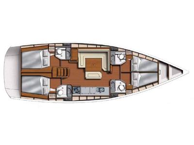 Floor plan of Sunsail 47 Premium Plus, a Jeanneau Sun Odyssey 469 sailboat at Road Town, British Virgin Islands