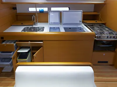Galley of Sunsail 47 Premium Plus, a Jeanneau Sun Odyssey 469 sailboat at Road Town, British Virgin Islands