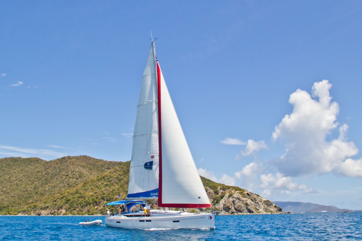 Exterior view of Sunsail 47 Premium Plus, a Jeanneau Sun Odyssey 469 sailboat at Road Town, British Virgin Islands