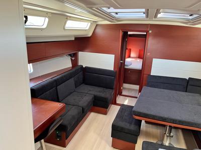 Salon of Bellatrix, a Hanse Yachts Hanse 458 sailboat at Lavreotiki Municipal Unit, Greece