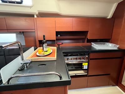 Galley of Bellatrix, a Hanse Yachts Hanse 458 sailboat at Lavreotiki Municipal Unit, Greece