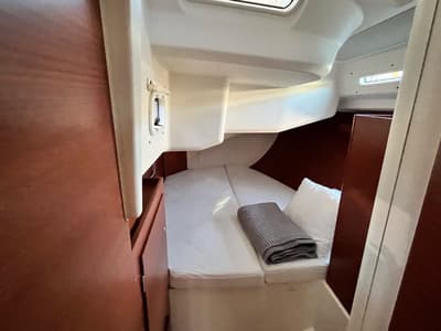 Cabin on Bellatrix, a Hanse Yachts Hanse 458 sailboat at Lavreotiki Municipal Unit, Greece
