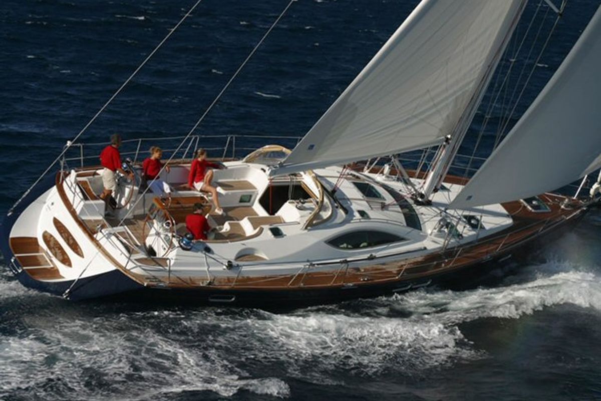 Exterior view of Windward Spirit, a Jeanneau Sun Odyssey 54 DS sailboat at Ribishi, Saint Vincent and the Grenadines