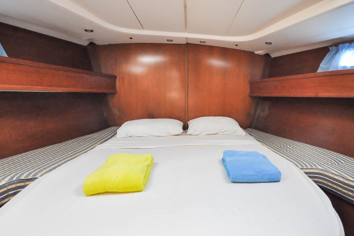 Cabin on Windward Spirit, a Jeanneau Sun Odyssey 54 DS sailboat at Ribishi, Saint Vincent and the Grenadines