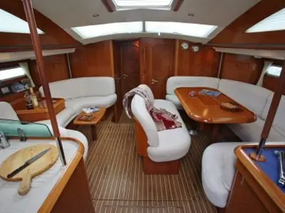Salon of Windward Spirit, a Jeanneau Sun Odyssey 54 DS sailboat at Ribishi, Saint Vincent and the Grenadines