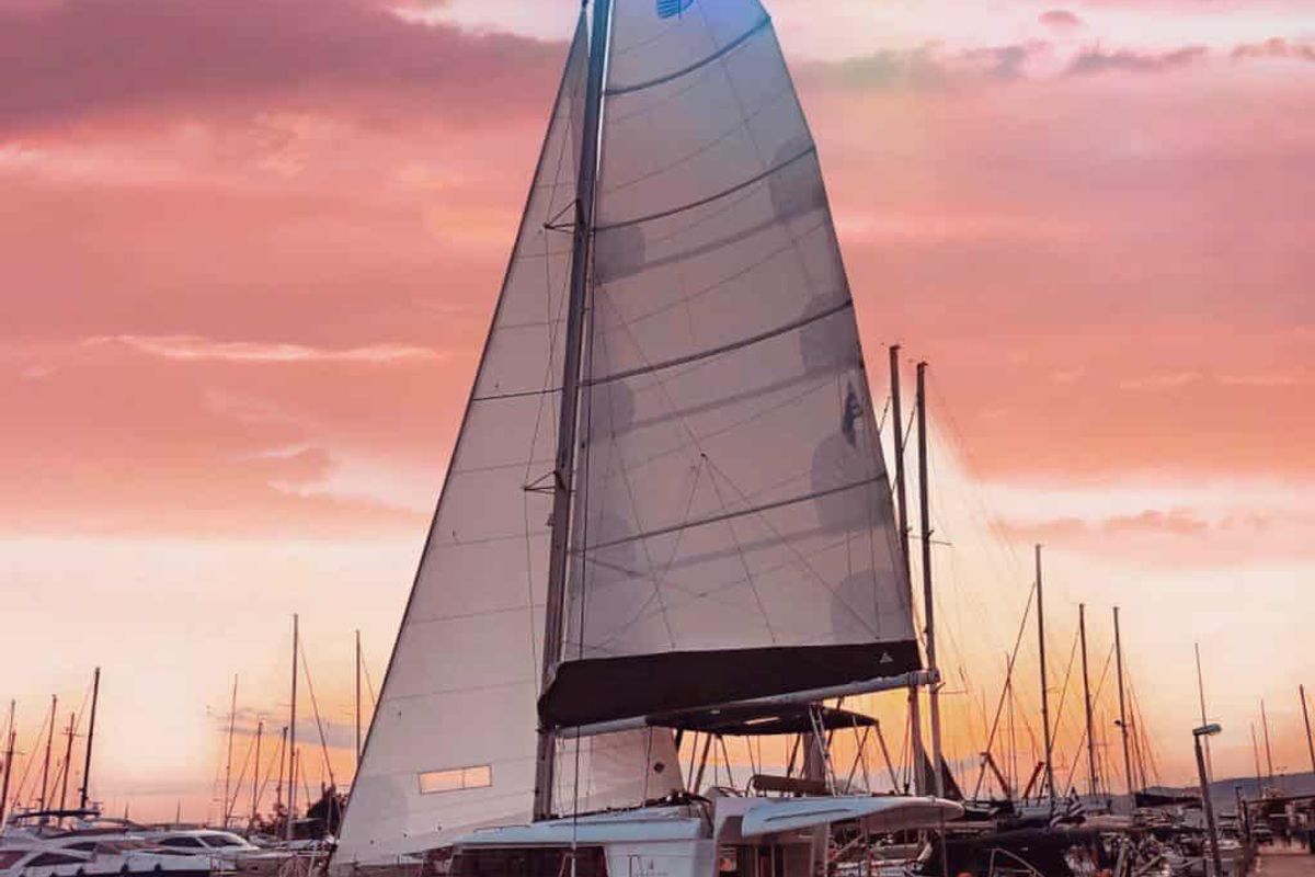 Exterior view of Aristofanis, a Lagoon 450 F catamaran at Municipal Unit of Lefkada, Greece