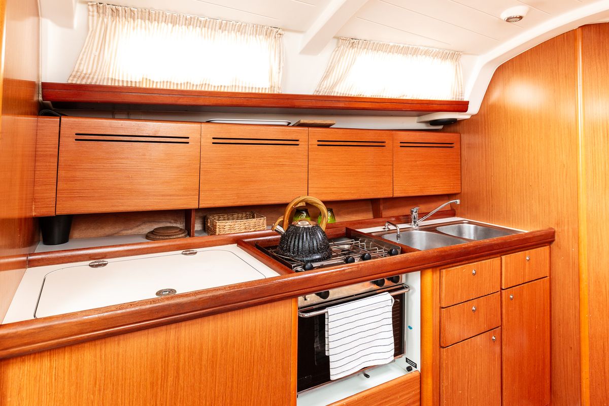 Galley of Too Lucky, a Beneteau Cyclades 43.4 sailboat at Sithonia Municipal Unit, Greece