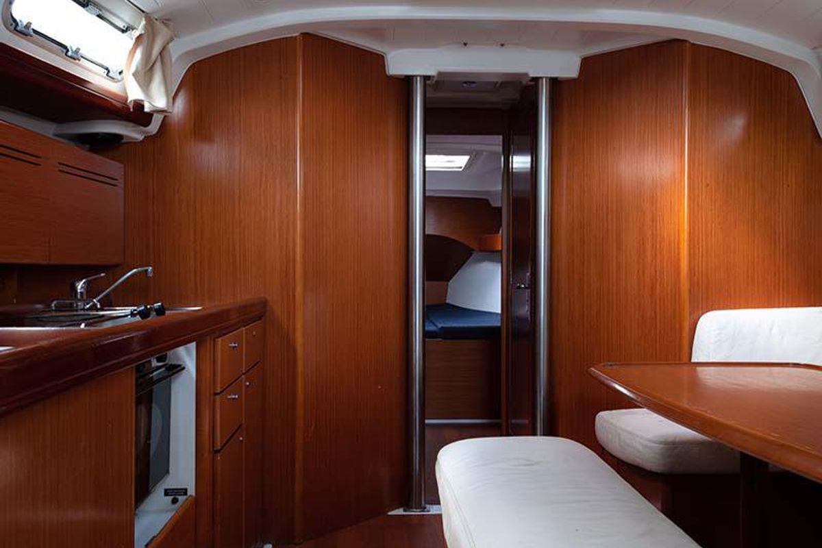 Salon of Too Lucky, a Beneteau Cyclades 43.4 sailboat at Sithonia Municipal Unit, Greece
