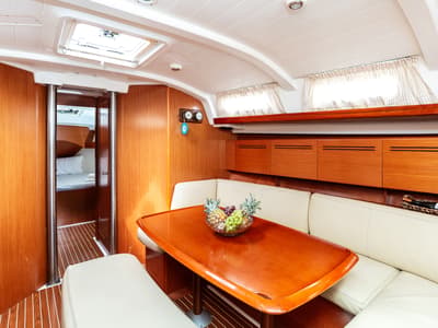 Salon of Too Lucky, a Beneteau Cyclades 43.4 sailboat at Sithonia Municipal Unit, Greece