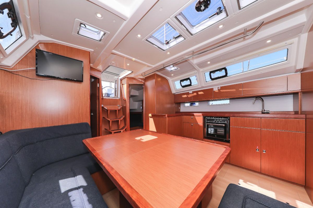 Salon of Jameson II, a Bavaria Cruiser 46 sailboat at Zadar, Croatia