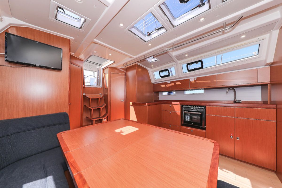 Salon of Jameson II, a Bavaria Cruiser 46 sailboat at Zadar, Croatia