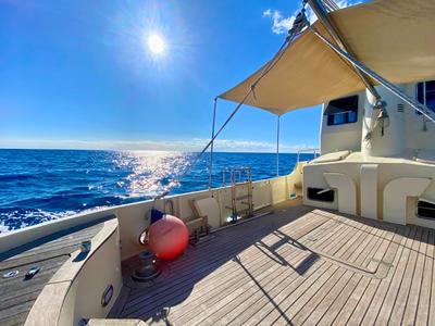 Deck of Lupo, a Gulet Motorboat motorboat at Figari/Golfo Aranci, Italy