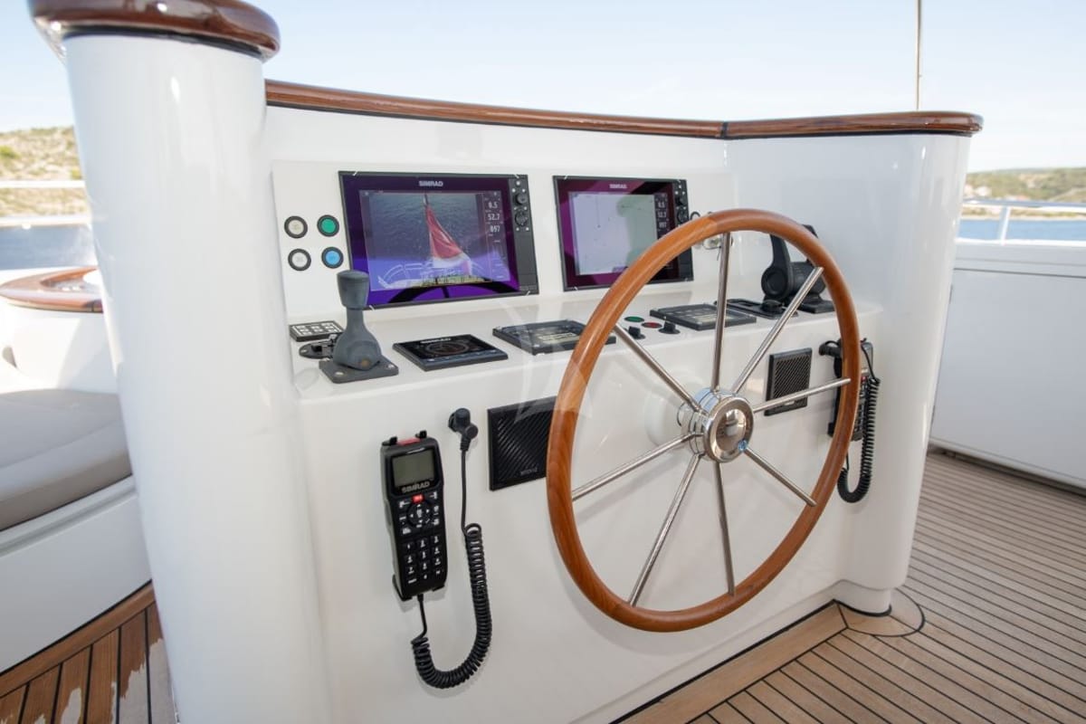Cockpit of SEA BREEZE II, a Gulet Motoryacht yacht at Općina Rogoznica, Croatia