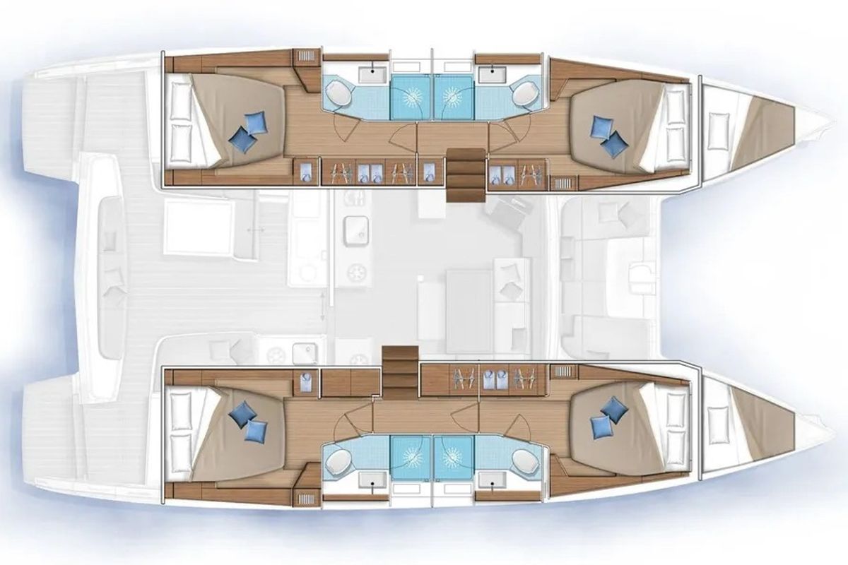 Floor plan of AF-LAG46, a Lagoon 46 catamaran at Athens, Greece