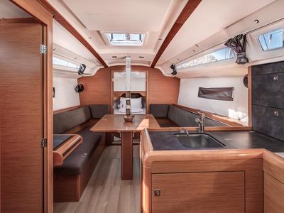 Salon of Pelias, a Jeanneau Sun Odyssey 349 sailboat at Municipal Unit of Palairos, Greece