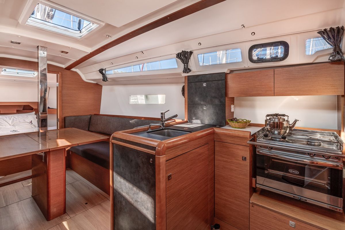 Galley of Pelias, a Jeanneau Sun Odyssey 349 sailboat at Municipal Unit of Palairos, Greece