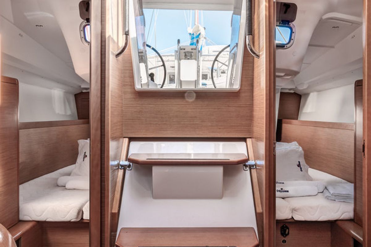 Cabin on Pelias, a Jeanneau Sun Odyssey 349 sailboat at Municipal Unit of Palairos, Greece