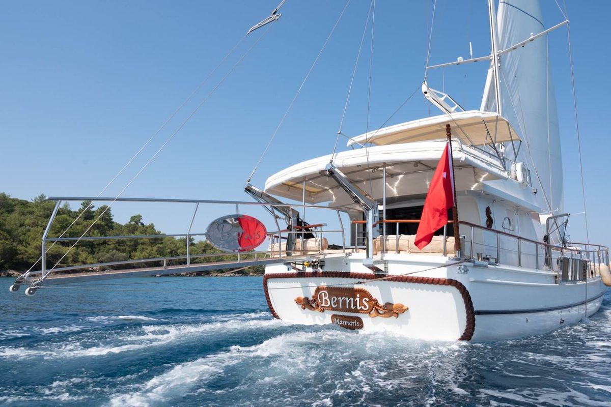 Exterior view of Bernis, a Custom Made Bernis yacht at Fethiye, Turkey