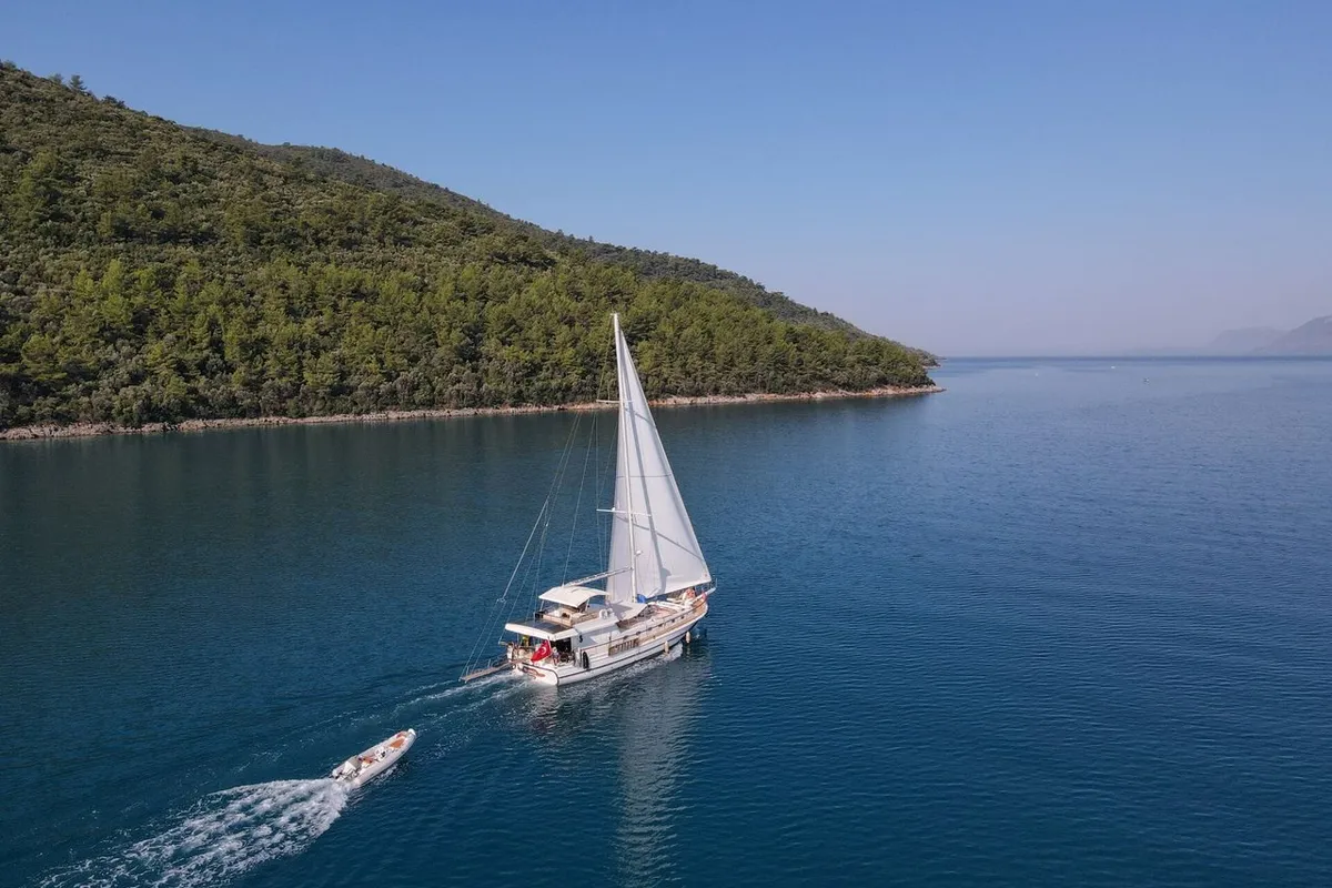 Exterior view of Bernis, a Custom Made Bernis yacht at Fethiye, Turkey