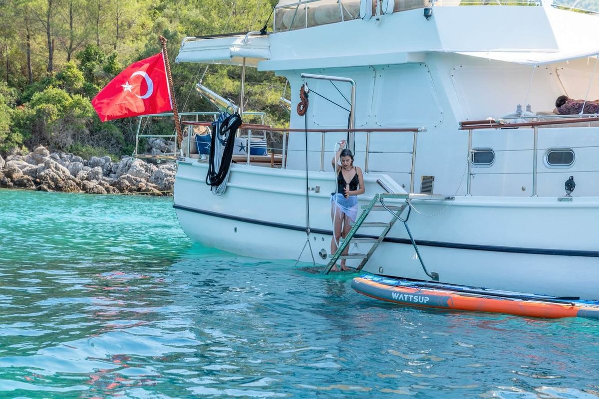 Deck of Bernis, a Custom Made Bernis yacht at Fethiye, Turkey