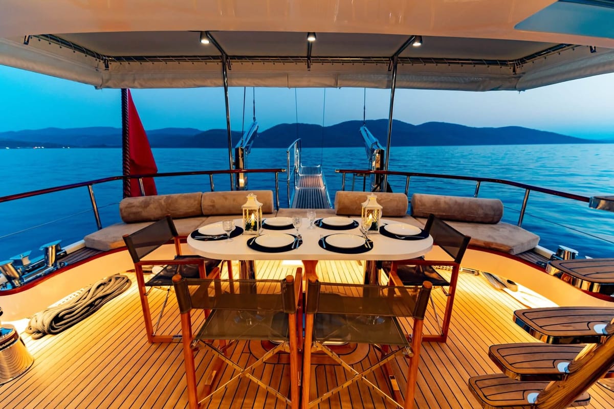 Deck of Bernis, a Custom Made Bernis yacht at Fethiye, Turkey