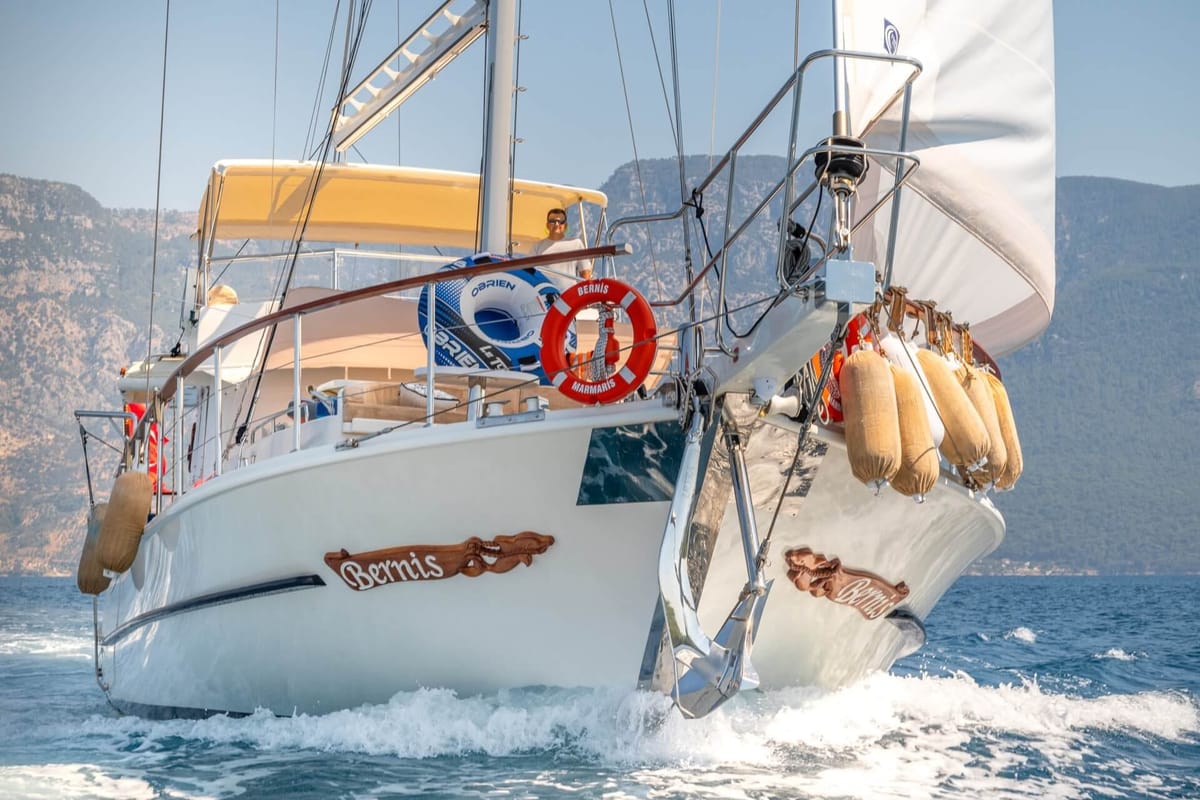 Exterior view of Bernis, a Custom Made Bernis yacht at Fethiye, Turkey
