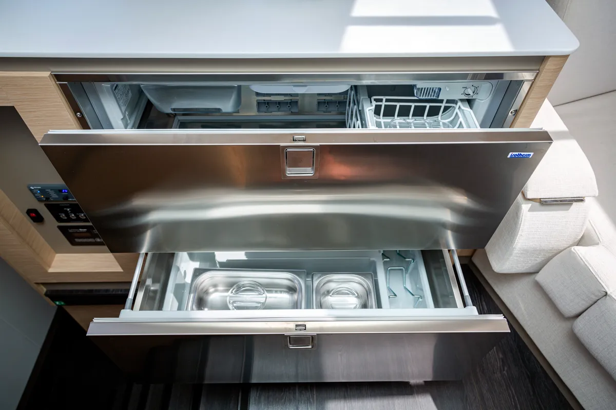 Galley of Gentle Giant, a Fountaine Pajot Aura 51 catamaran at Municipal Unit of Lefkada, Greece