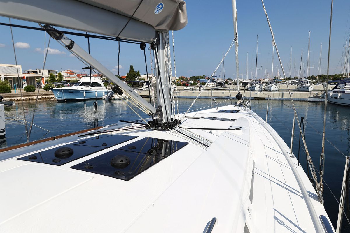 Deck of Tortuga, a Hanse Yachts Hanse 458 sailboat at Općina Sukošan, Croatia