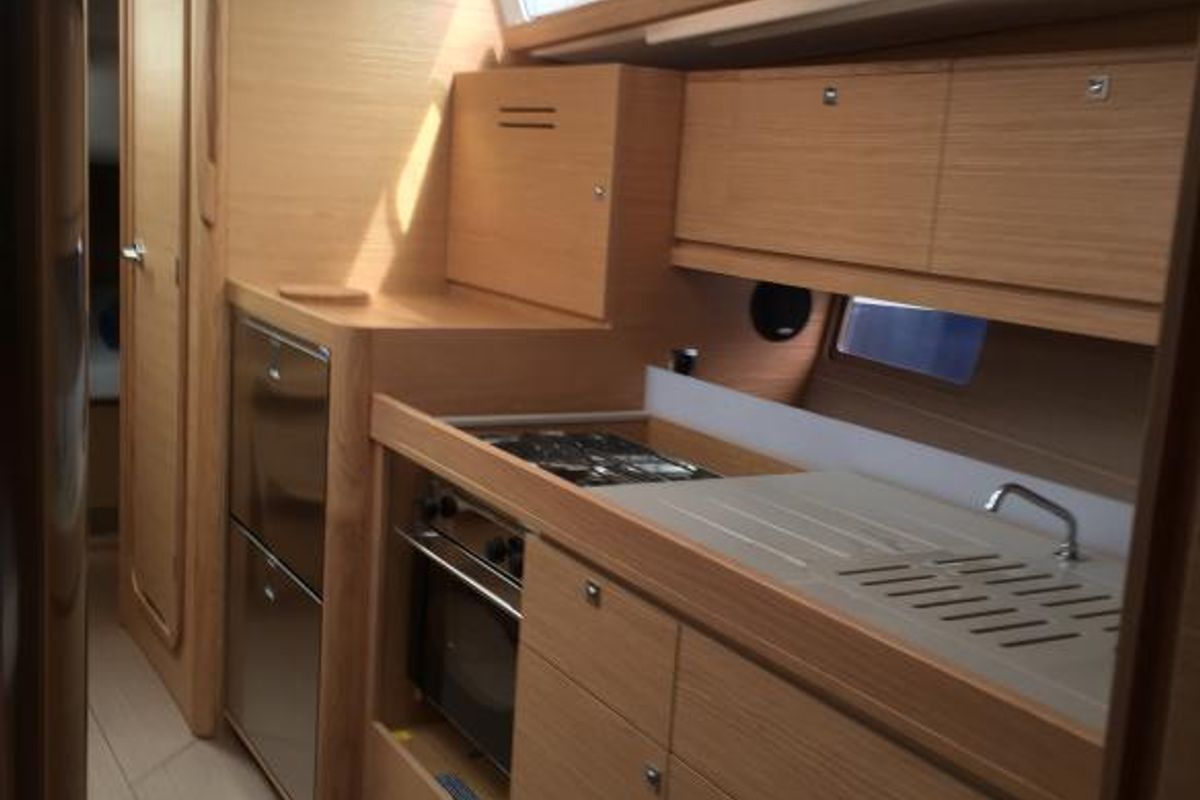 Galley of Notus, a Dufour 382 GL sailboat at Tonnarella, Italy