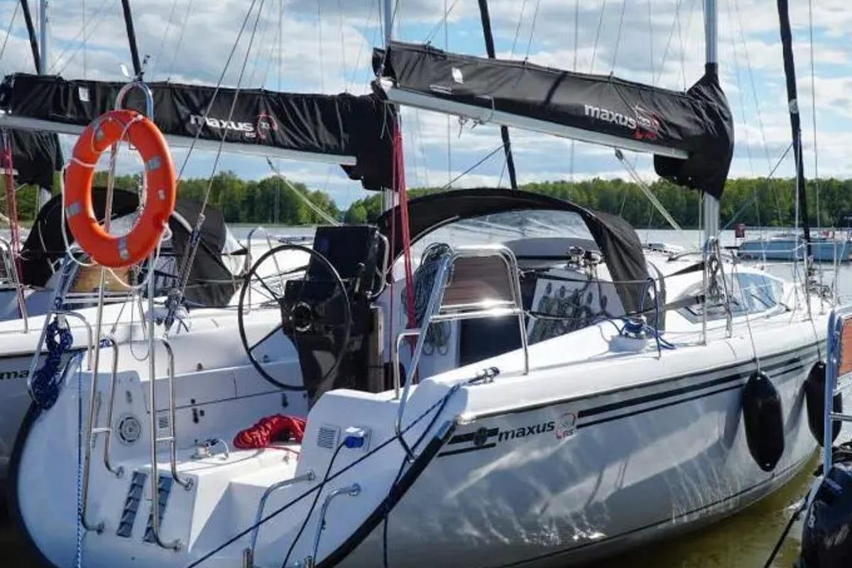 Exterior view of Niedzwiedzi rog, a Northman Maxus 33.1 RS sailboat at Sztynort, Poland
