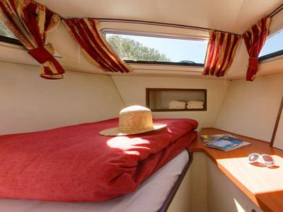Cabin on Continentale - Budget 11, a Cygnet Continentale motorboat at Borough of Runnymede, United Kingdom