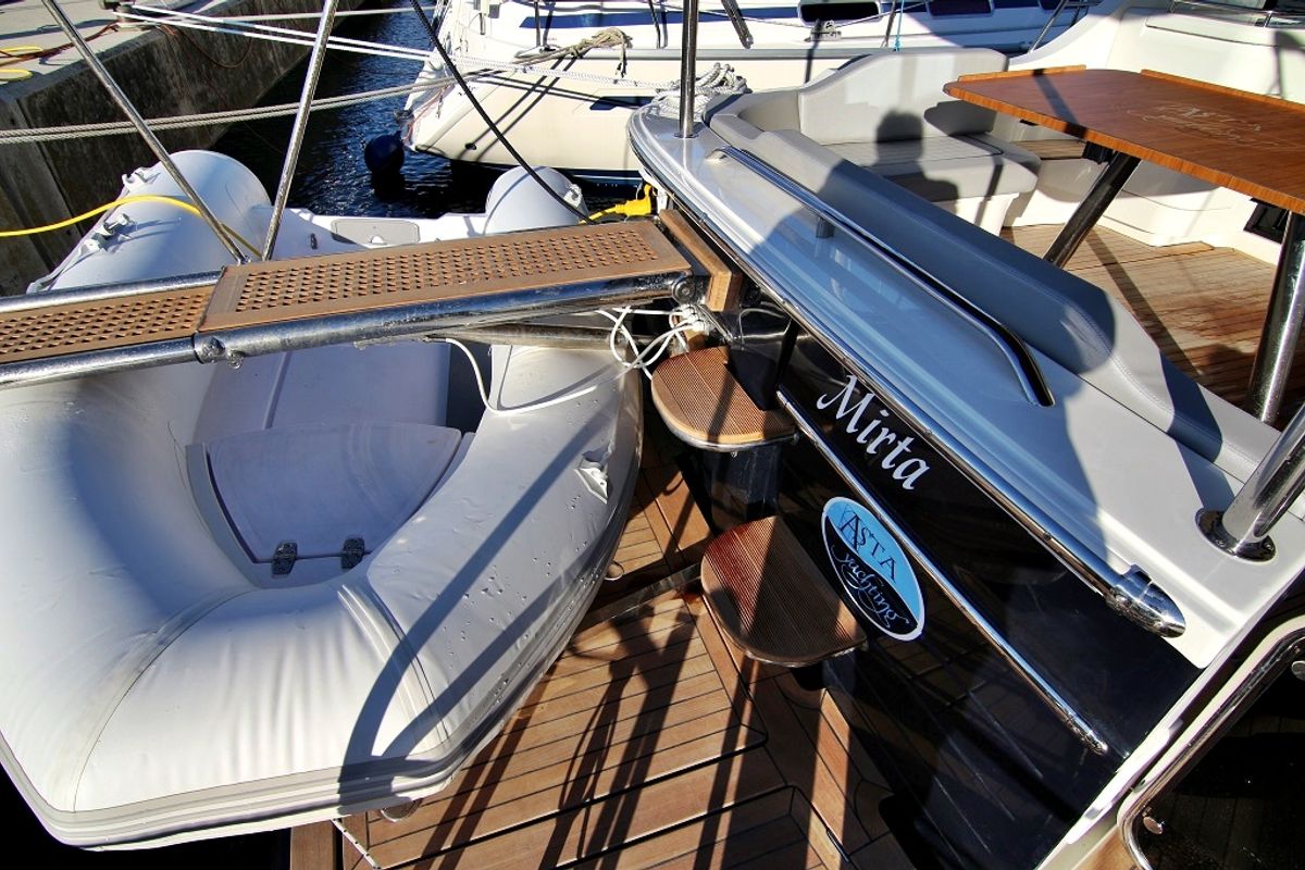 Exterior view of Mirta, a SAS - Vektor Adriana 36 motorboat at Općina Sukošan, Croatia