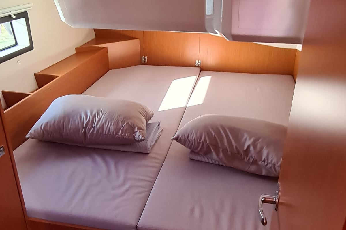 Cabin on Melia, a Bavaria C42 sailboat at Tourlos, Greece