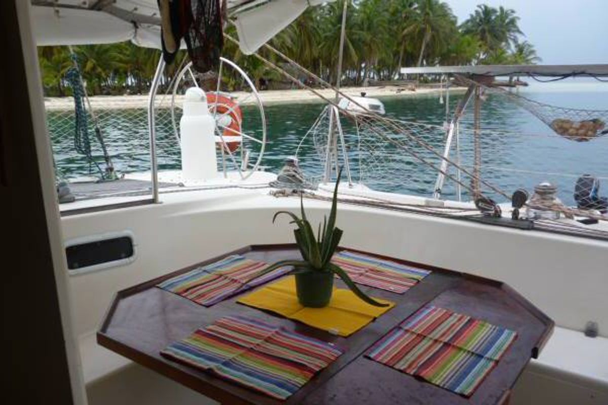 Deck of Valpar, a Nautitech Rochefort Nautitech 44 catamaran at San Blas, Corazon de Jesus, Panama