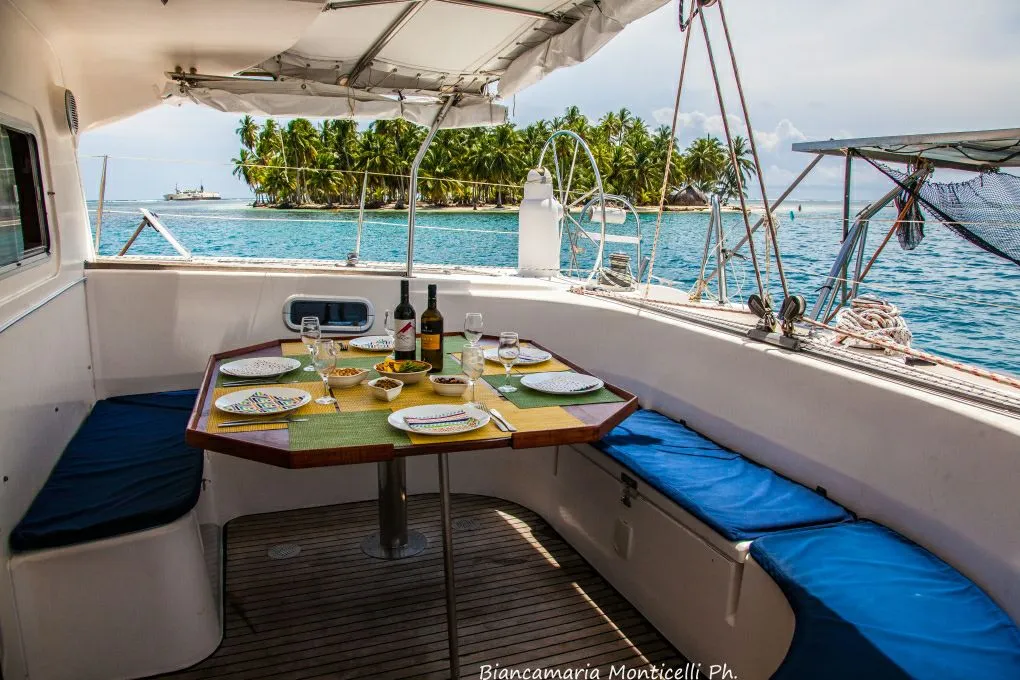 Cockpit of Valpar, a Nautitech Rochefort Nautitech 44 catamaran at San Blas, Corazon de Jesus, Panama