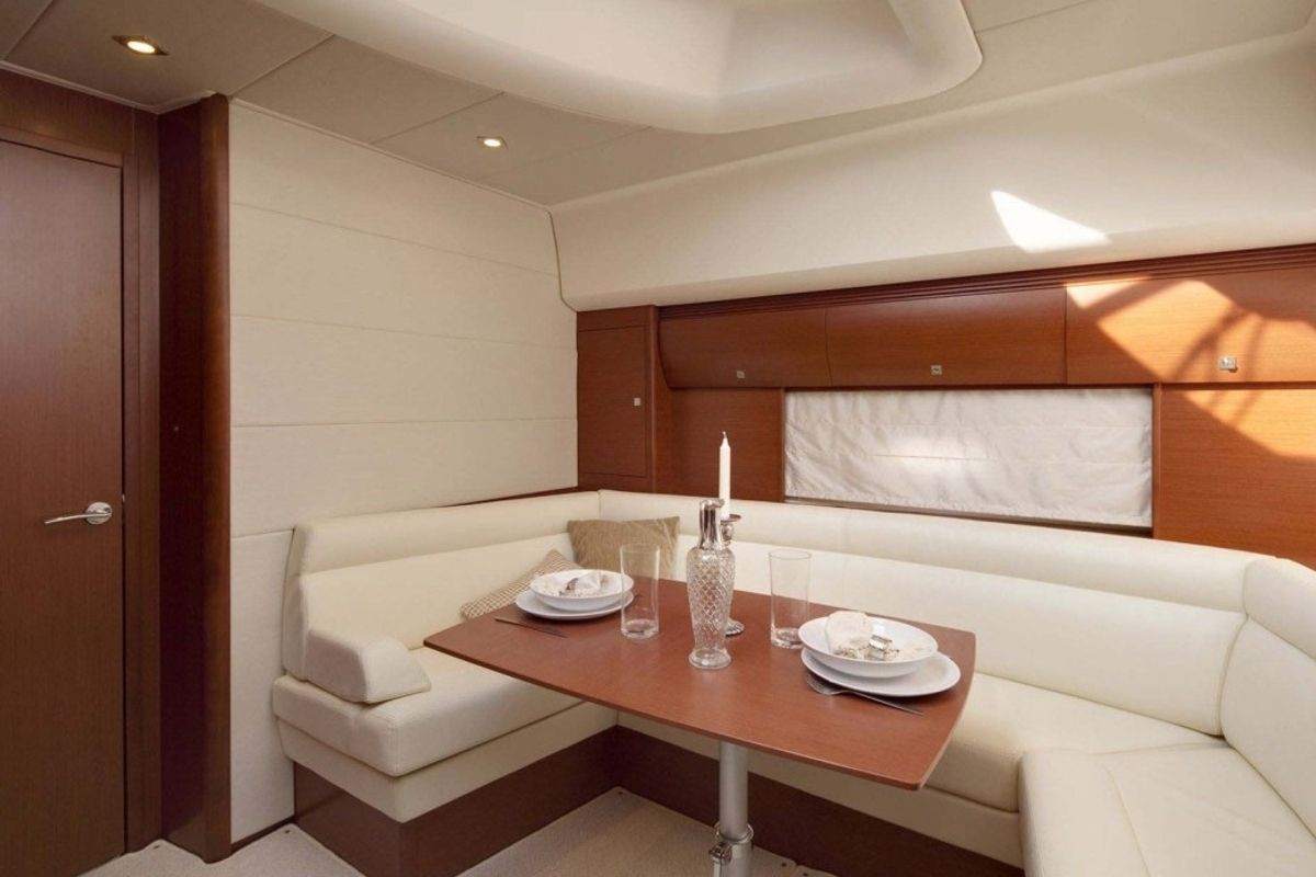 Salon of Pato, a Prestige 440 motorboat at Giardini Naxos, Italy