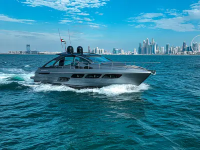 Zephyr, a Pershing Pershing 5X yacht at Dubai Harbour, United Arab Emirates