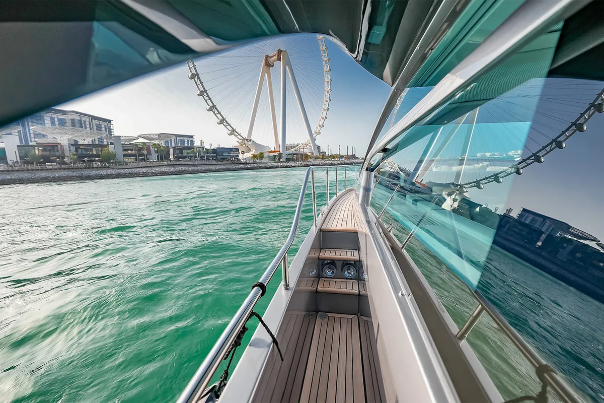 Zephyr, a Pershing Pershing 5X yacht at Dubai Harbour, United Arab Emirates