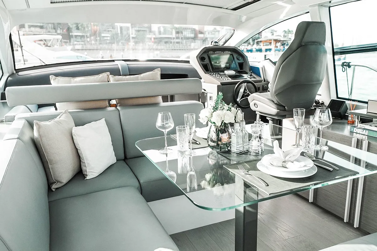 Zephyr, a Pershing Pershing 5X yacht at Dubai Harbour, United Arab Emirates